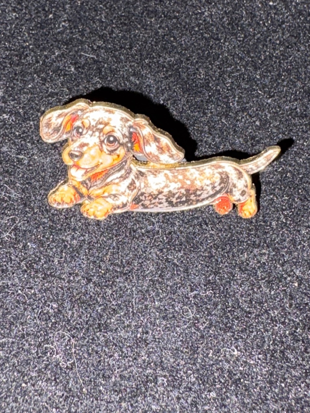 Dachshund Brooch Pin Dapple Doxie Dog Enamel Jewelry